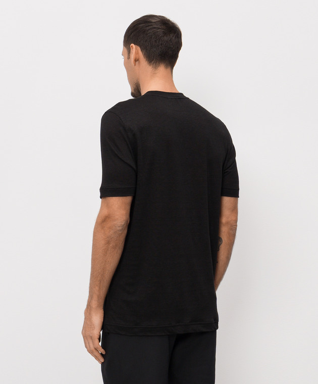 Stefano Ricci Чорна футболка з льону K919071G10T26205 зображення 4