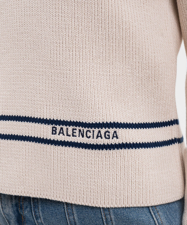 Balenciaga Бежевый свитер с узором логотипа 876806T3461 изображение 5