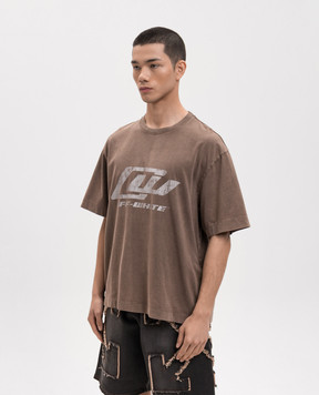 Off-White Коричнева футболка з принтом логотипа 44MAA120S26J00Z
