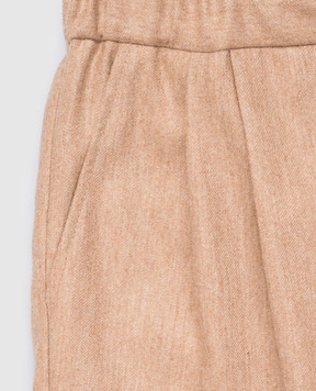 Brunello Cucinelli Дитячі бежеві штани з вовни з відворотами B038PP113C
