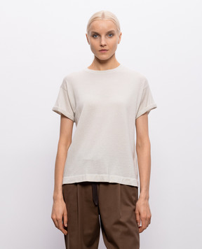 Brunello Cucinelli Футболка с кашемиром и шелком цвета айвори M41810000P