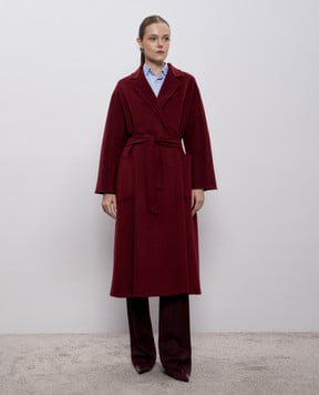 Max Mara Бордовое пальто на запах LUDMILLA из кашемира LUDMILLA
