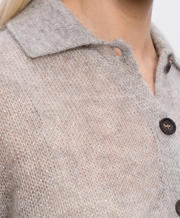 Brunello Cucinelli Сірий кардиган з вовни MBG775516P зображення 5