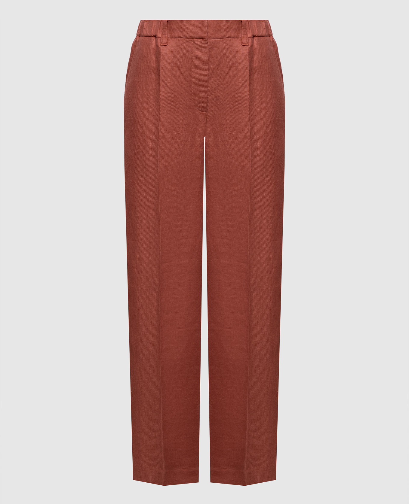 Терракотовые брюки из льна
