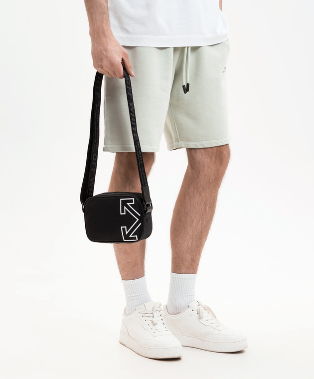 Off-White Чорна сумка крос-боді з контрастним принтом емблеми OMNQ09EC99FAB001 зображення 2