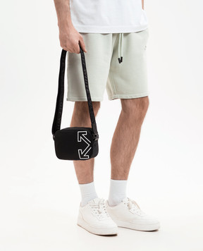 Off-White Чорна сумка крос-боді з контрастним принтом емблеми OMNQ09EC99FAB001