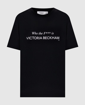 Victoria Beckham Чорна футболка з написом 1424JTS005949A
