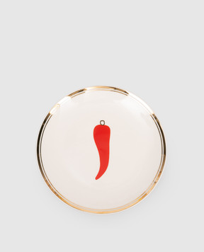 Bitossi Home Белая фарфоровая тарелка для хлеба Horn Lucky Charm FTB00034