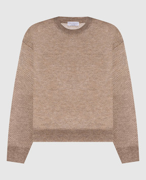 Brunello Cucinelli Бежевый свитер с шерстью с люрексом MGG270510P