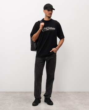 Dolce&Gabbana Чорна футболка з вишивкою логотипа G8TO6ZG7PON