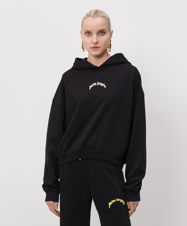 Palm Angels Черные худи с принтом логотипа PWBB076S26FLE001 изображение 3