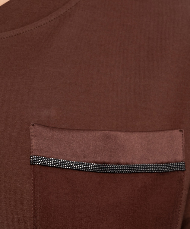 Brunello Cucinelli Коричневая футболка с цепочкой мониль M0T81B2M10 изображение 5