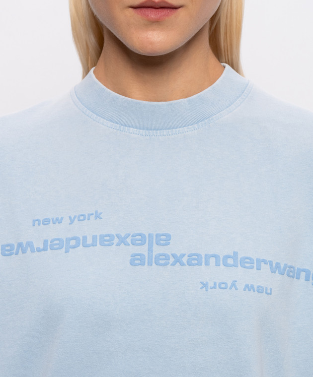 Alexander Wang Блакитна футболка з принтом логотипа UCC3261926w зображення 5