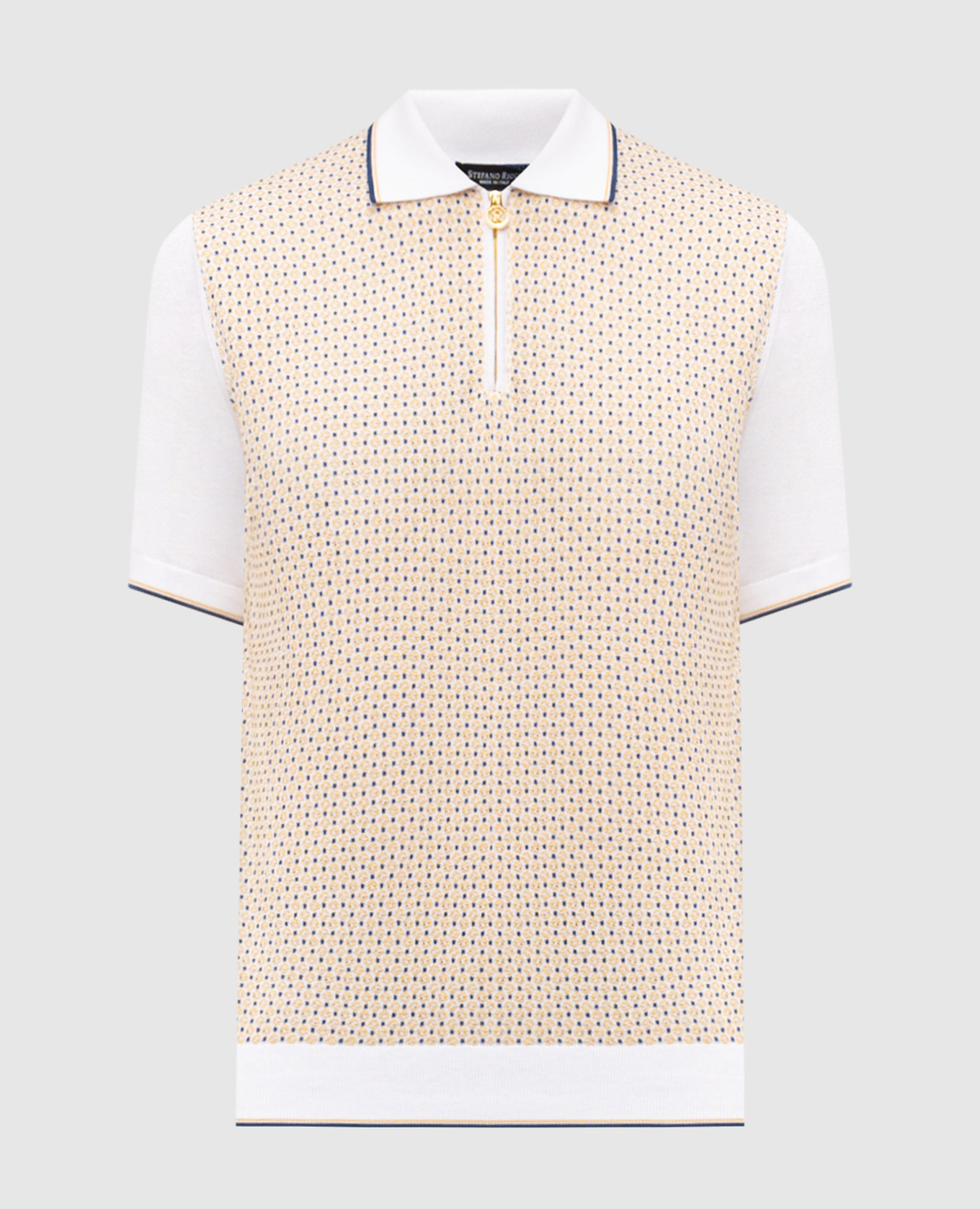 Поло с шелком в контрастный узор