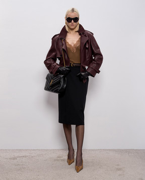 Saint Laurent Коричневий топ із шовку в рубчик 796843Y37SM