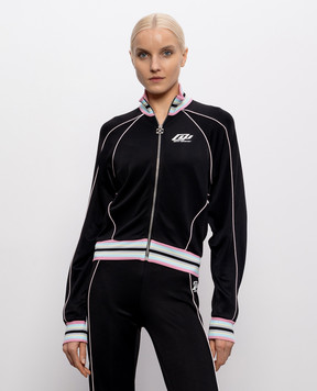Off-White Черная спортивная куртка с акцентными манжетами 2BD00BS26JER001
