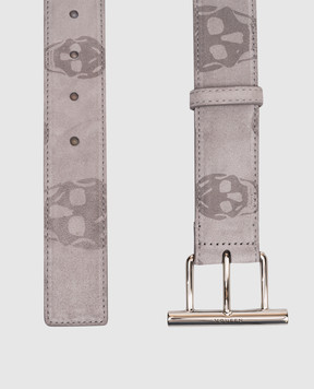 Alexander McQueen Сірий замшевий ремінь в принт 8052051AAWJ