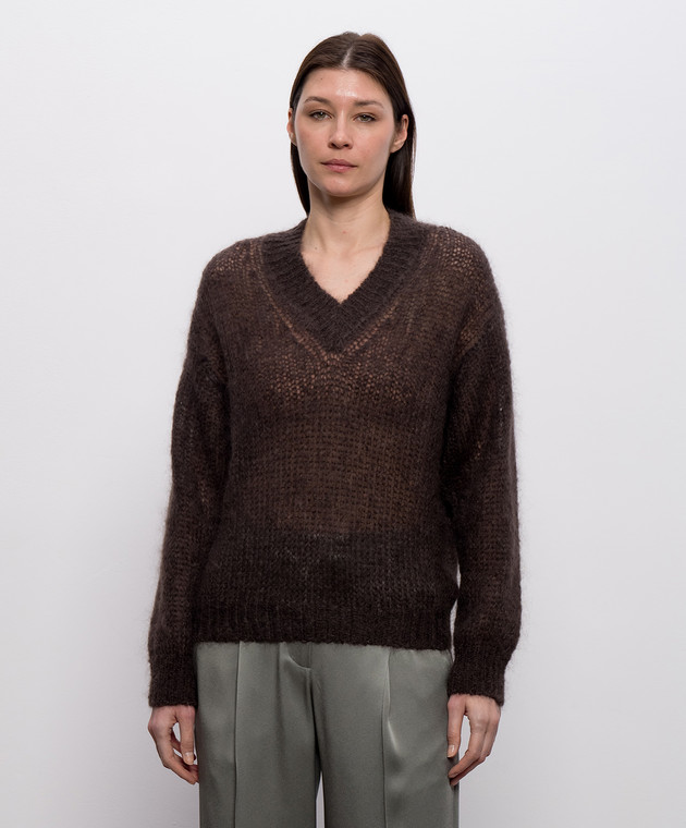 Brunello Cucinelli Коричневий пуловер з вовною MLC349302P зображення 3