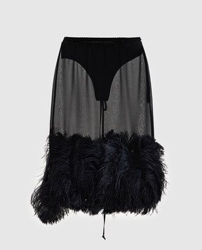 The Attico Чорна спідниця з пір'ям страуса 260WCS00264PAA085RA