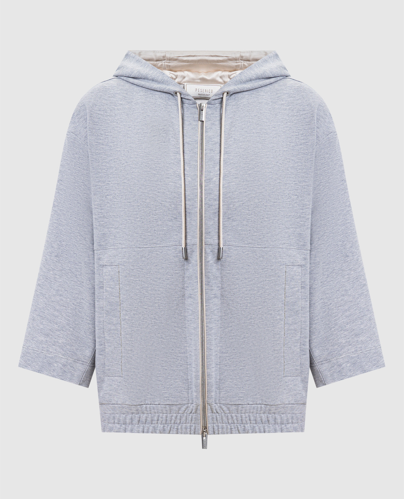 Сіра меланжева спортивна куртка з ланцюжком