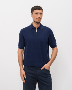 Stefano Ricci Синє поло в тканий візерунок K212039P31F26195