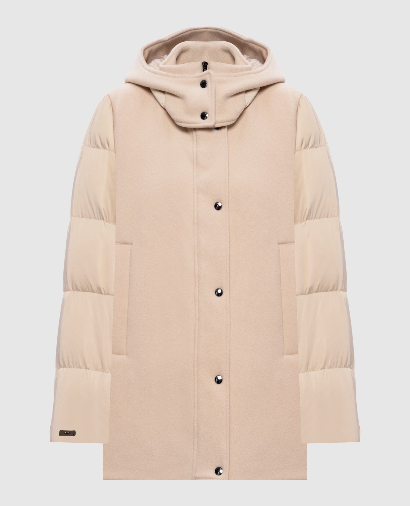 Бежевый пуховик с шерстью