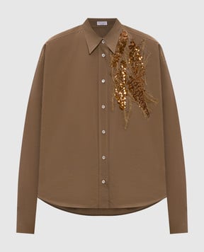 Brunello Cucinelli Коричнева сорочка з паєтками M0F79RJ916