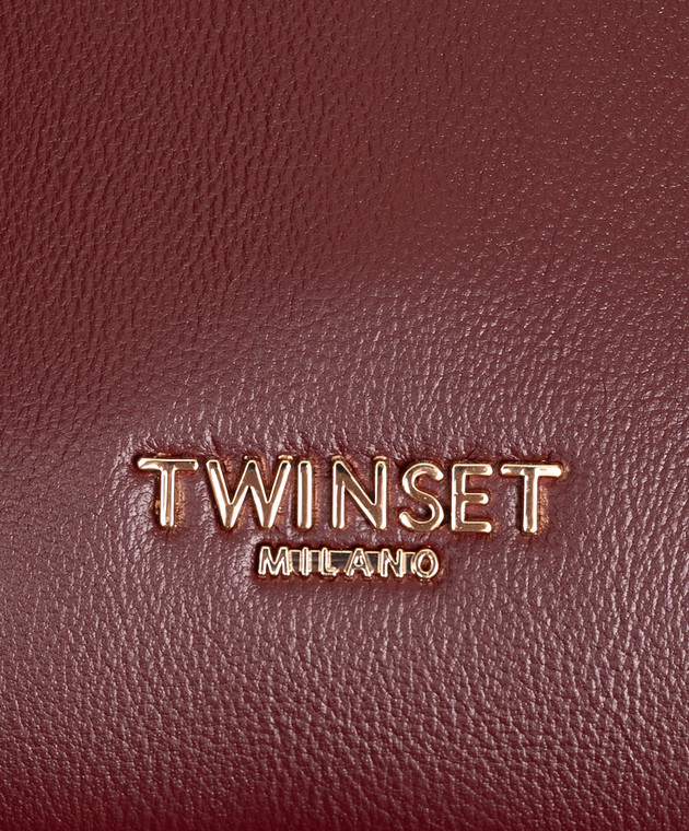 Twinset Бордова сумка бакет-бег з фактурним логотипом 262TB7035 зображення 4