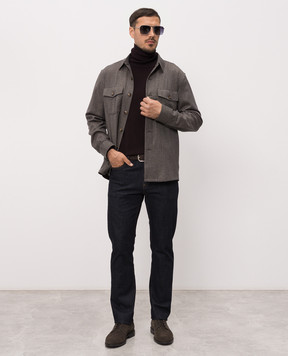 Canali Коричнева сорочка з вовни AR0347231019