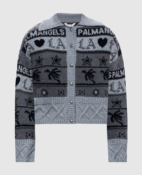 Palm Angels Сірий кардиган у візерунок PAWHB002KN001