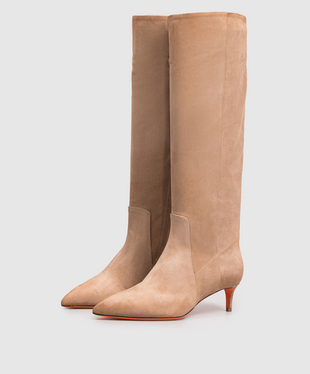 Santoni Замшевые сапоги бежевого цвета WSLQ72436HI2SAEA изображение 2