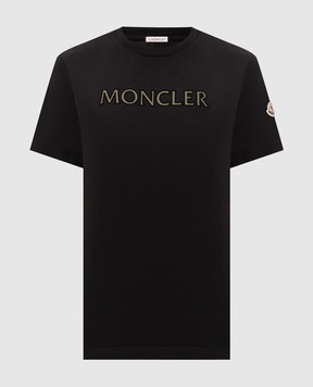 Moncler Чорна футболка з фактурним логотипом L10918C0007589B8U