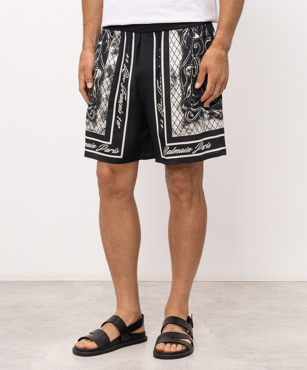 Balmain Черные шорты Foulard в принт HH1PA145VJ07 изображение 3