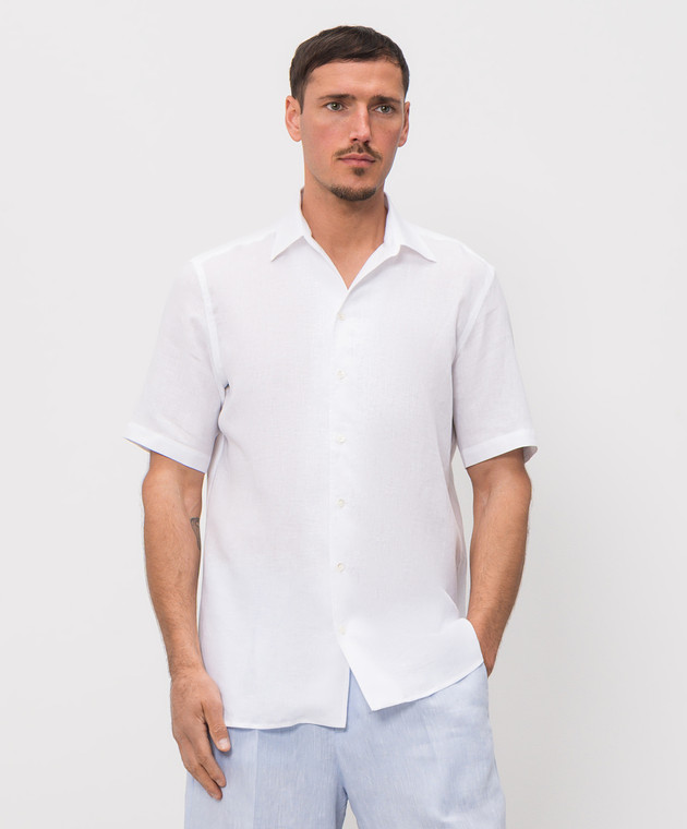 Castangia dal 1850 Белая рубашка из льна PDAMOD11S26 изображение 3