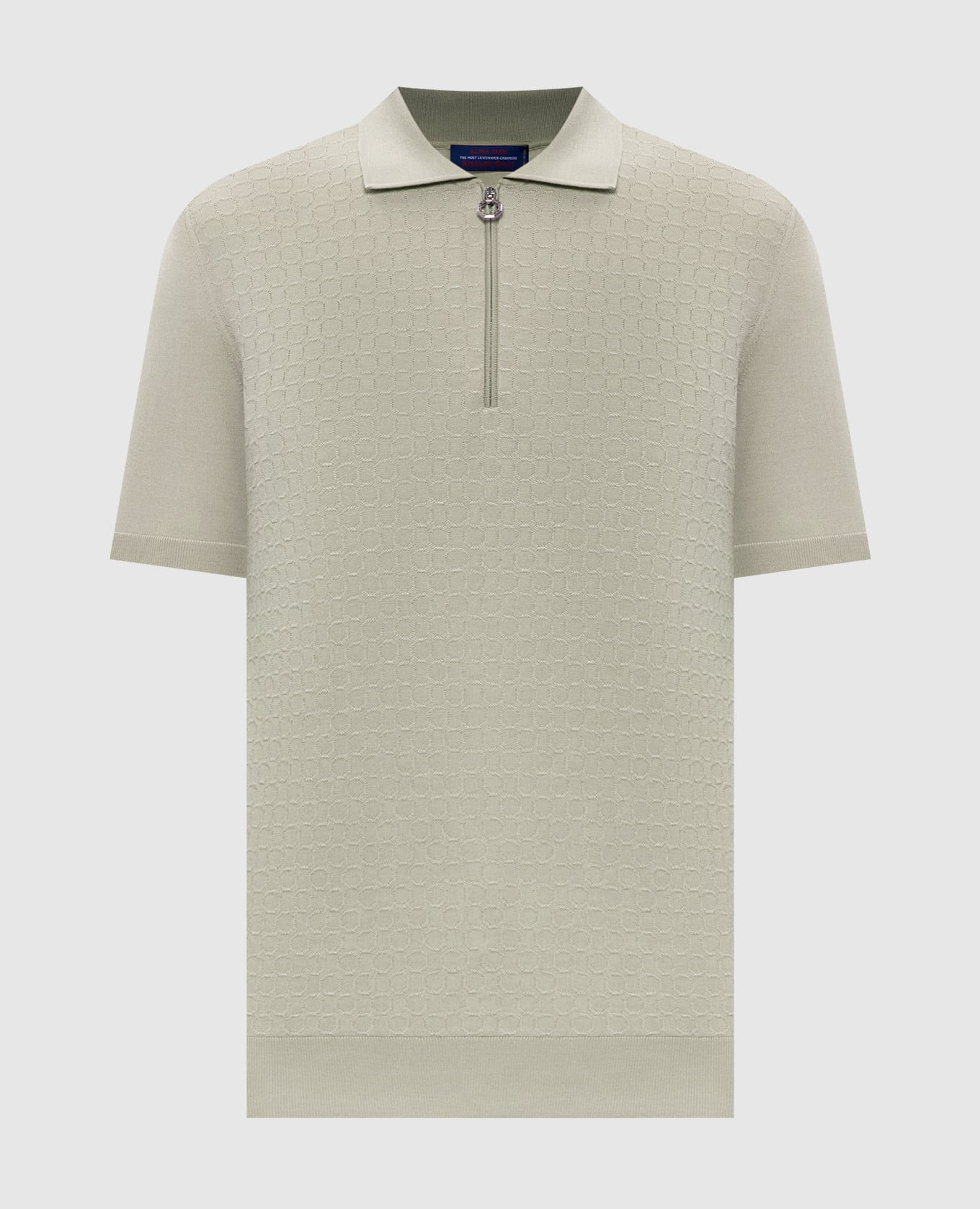 Поло цвета хаки из шерсти, кашемира и шелка