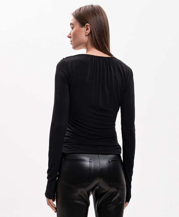 Max Mara Sportmax Черный топ с драпировкой SPXBEATO изображение 4
