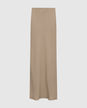 Brunello Cucinelli Бежевая юбка макси с льном MH126G3396