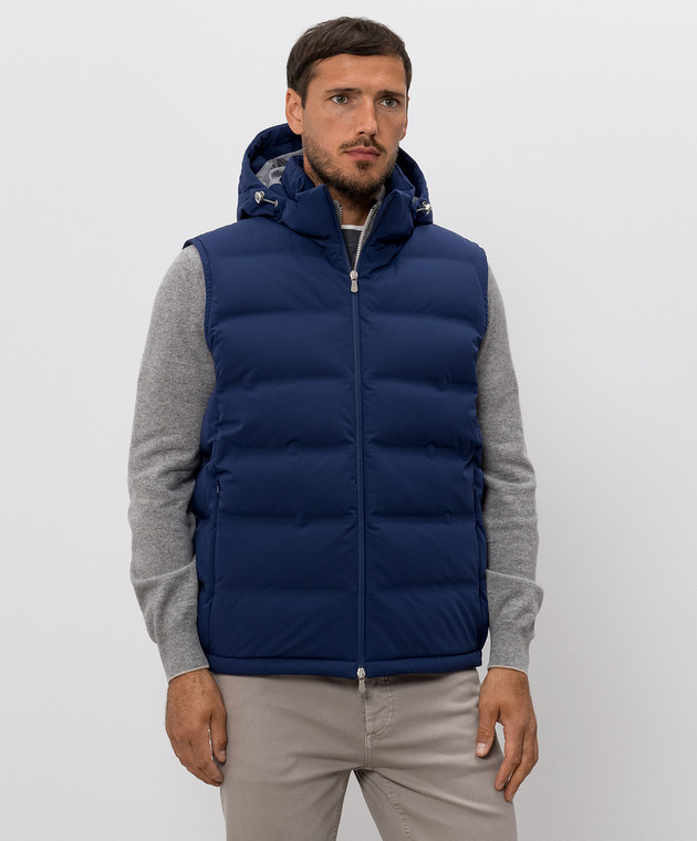 Brunello Cucinelli Синий пуховый жилет MV4061605 изображение 3