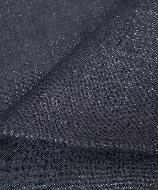 Brunello Cucinelli Синій палантин з кашеміром та шовком з люрексом MSCDAR097P зображення 3