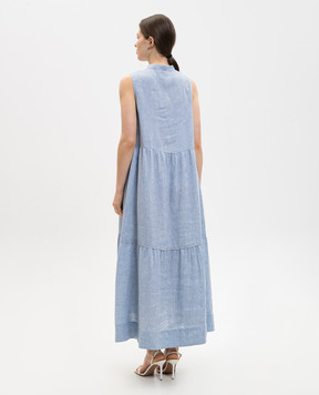Peserico Блакитна сукня з льону з оборкою S0209902600