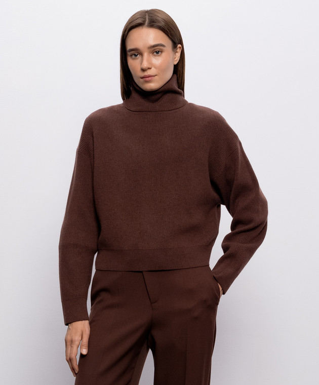 Brunello Cucinelli Коричневый свитер из шерсти, кашемира и шелка M16129313P изображение 3