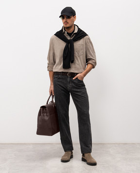 Brunello Cucinelli Черное поло с принтом эмблемы ME8548788