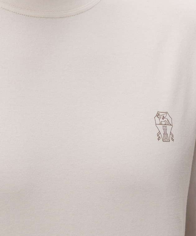 Brunello Cucinelli Бежевая футболка прямого кроя с эмблемой M0B138440 изображение 5