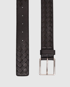 Bottega Veneta Кожаный черный ремень Intrecciato 876745V6U01
