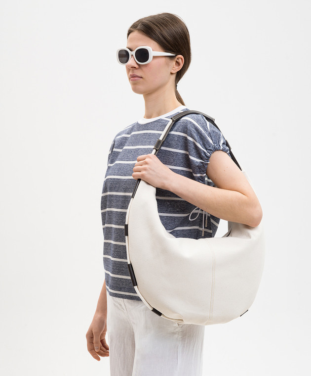 Peserico Сумка-хобо цвета айвори с акцентным окантованием S38383C0CC832 изображение 2