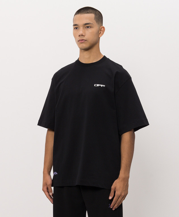 Off-White Черная футболка с принтом Off 44MAA120F26J008 изображение 3
