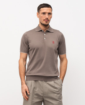 Brunello Cucinelli Коричневое поло с логотипом логотип M29800195