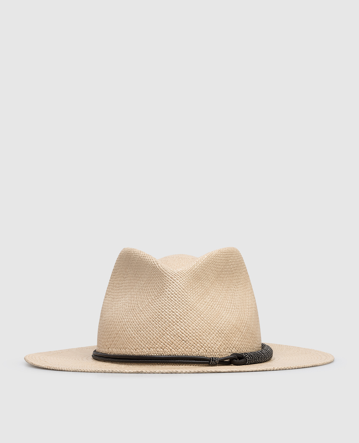 Бежевая соломенная шляпа-федора