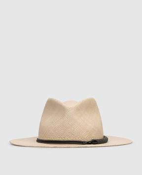 Brunello Cucinelli Бежевий солом'яний капелюх-федора MCAP90036