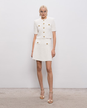 Balmain Белая твидовая юбка мини GF0LBB49KJ89